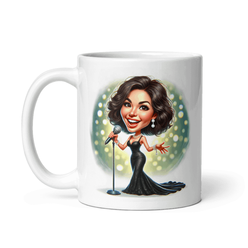 Custom Caricature Mug with Female Singer Print