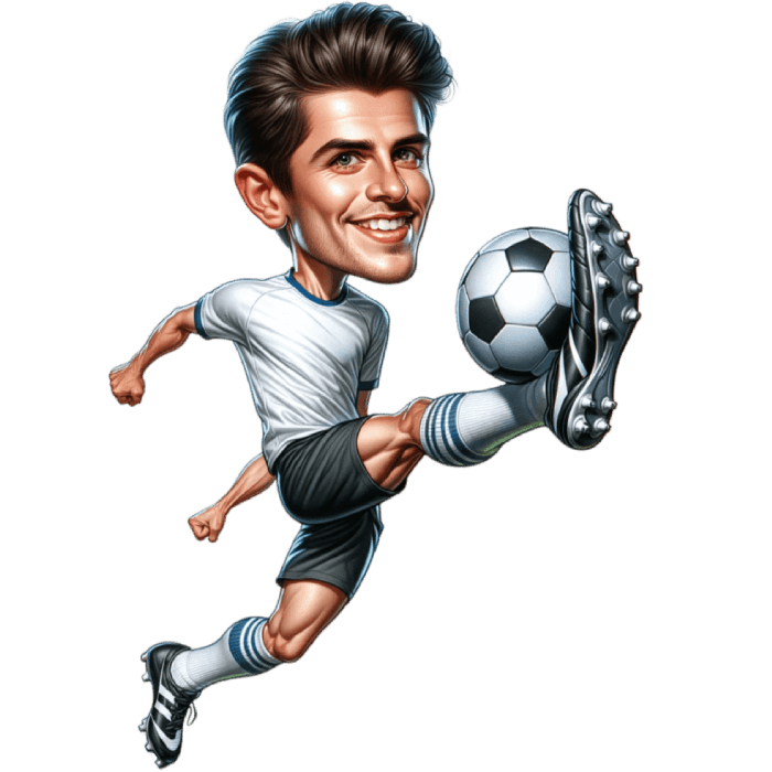 Football Player Caricature Drawing - Guy with Ball