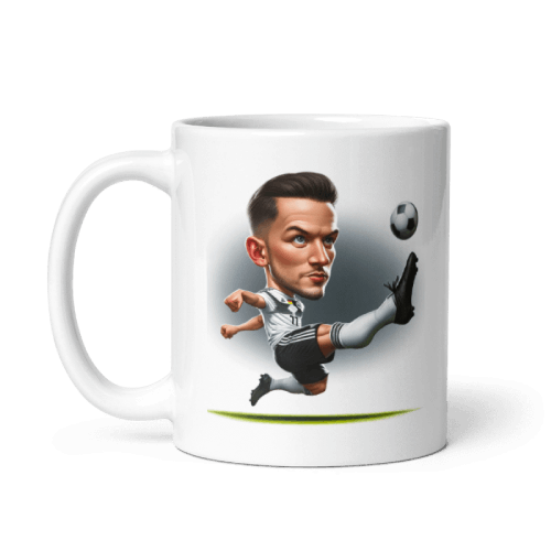 Personalized Football Caricature Printed on a Custom Coffee Mug