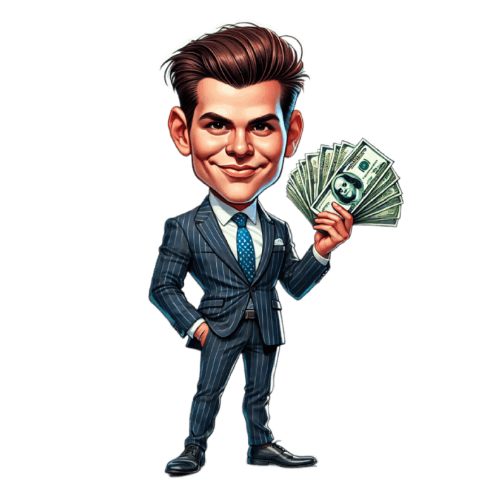 Boss Holding Money -Funny Caricature Drawing