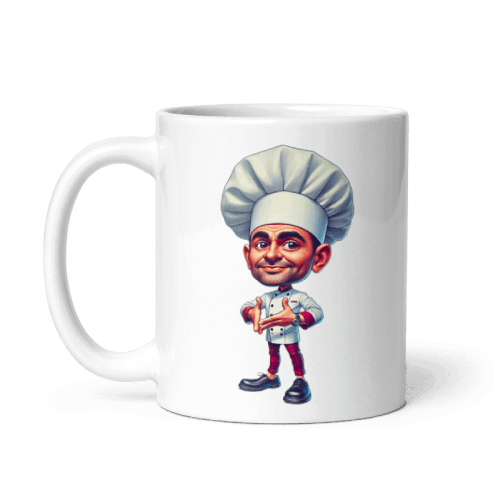 Coffee Mug with Funny Personalized Big Head Chef Caricature