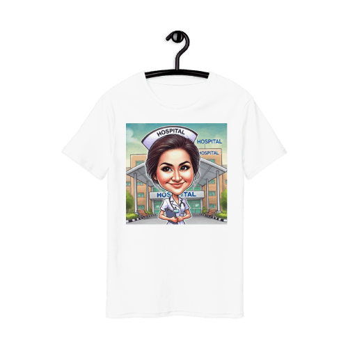 Nurse in Front of Hospital Caricature Drawing T-Shirt