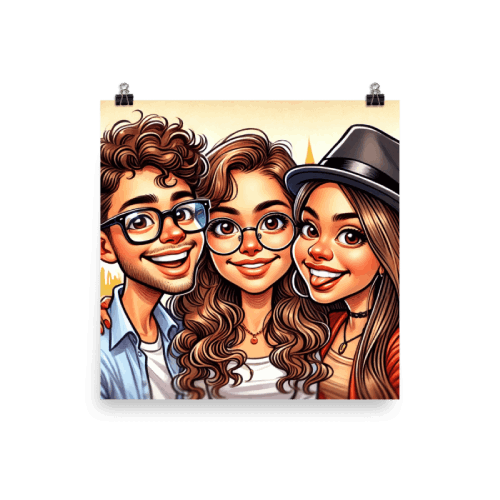 3 Best Friends Caricature Poster