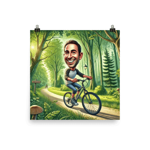 Guy Riding a Bicycle in the Forest - Wall Poster