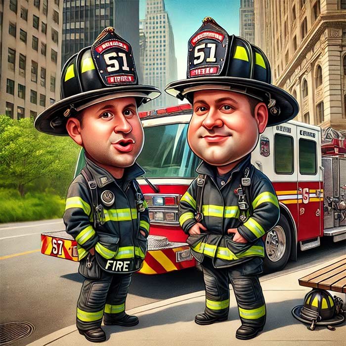 Firefighter Caricature - 100% Personalized Fireman Caricature Gift