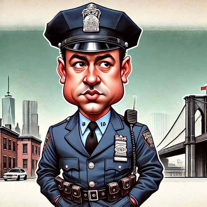 Portrait caricature of a police officer