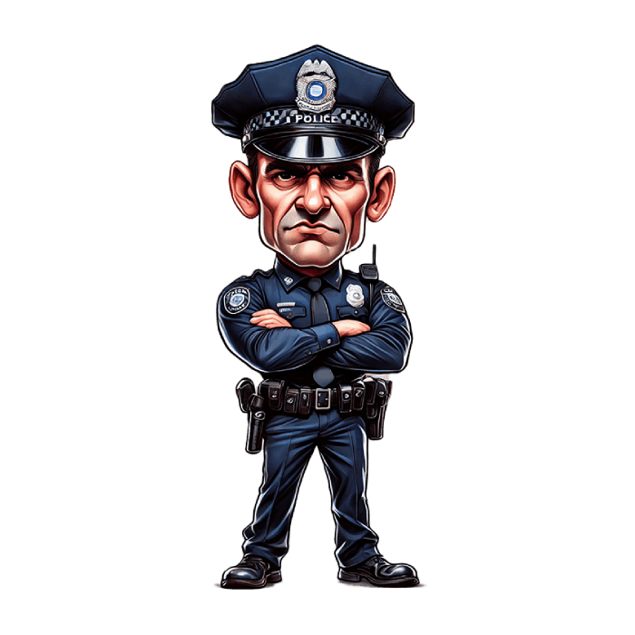 Caricature drawing portrait of a policeman